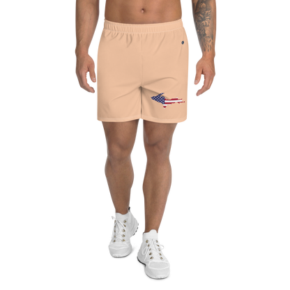 Michigan Upper Peninsula Athletic Shorts (w/ UP USA Flag) | Men's - Peach