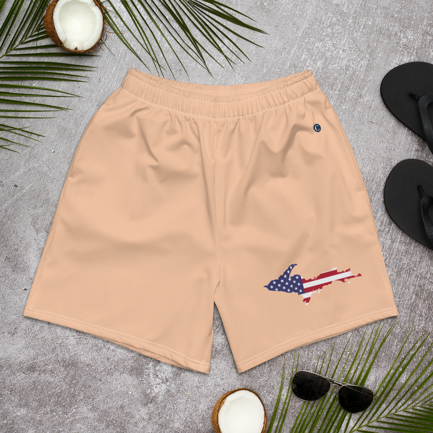 Michigan Upper Peninsula Athletic Shorts (w/ UP USA Flag) | Men's - Peach