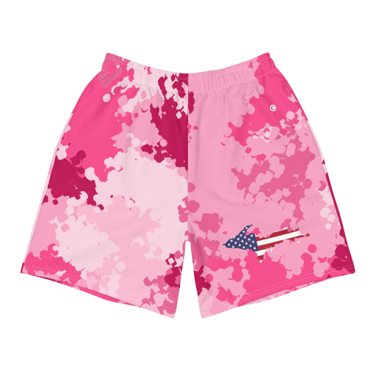 Michigan Upper Peninsula Athletic Shorts (w/ UP USA Flag) | Men's - Pink Camo