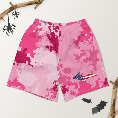 Michigan Upper Peninsula Athletic Shorts (w/ UP USA Flag) | Men's - Pink Camo