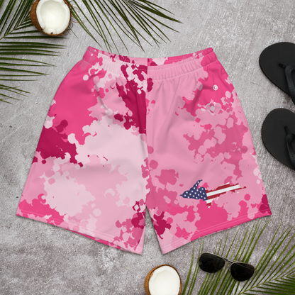 Michigan Upper Peninsula Athletic Shorts (w/ UP USA Flag) | Men's - Pink Camo