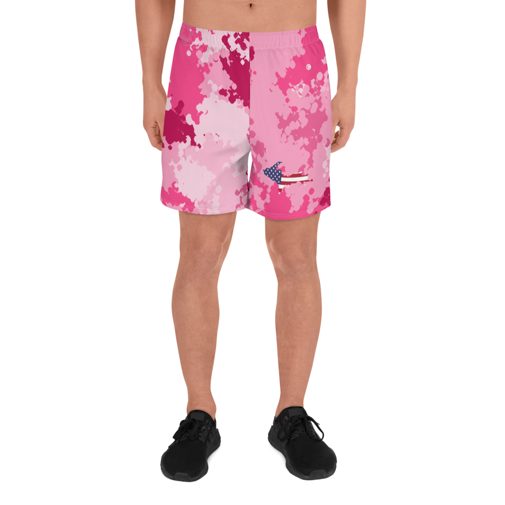 Michigan Upper Peninsula Athletic Shorts (w/ UP USA Flag) | Men's - Pink Camo