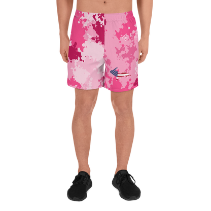 Michigan Upper Peninsula Athletic Shorts (w/ UP USA Flag) | Men's - Pink Camo