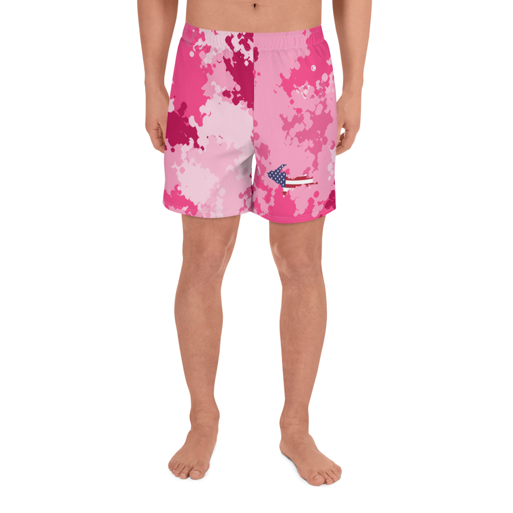 Michigan Upper Peninsula Athletic Shorts (w/ UP USA Flag) | Men's - Pink Camo