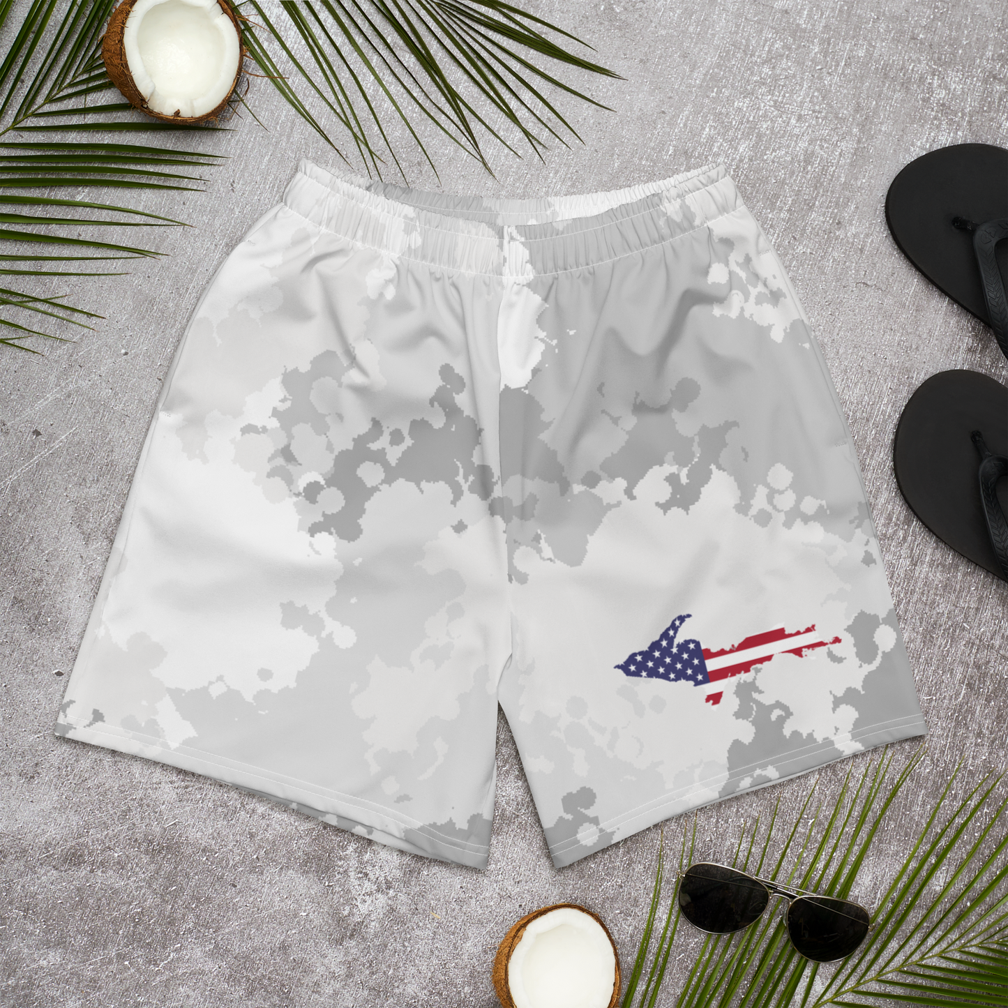 Michigan Upper Peninsula Athletic Shorts (w/ UP USA Flag) | Men's - Snow Camo