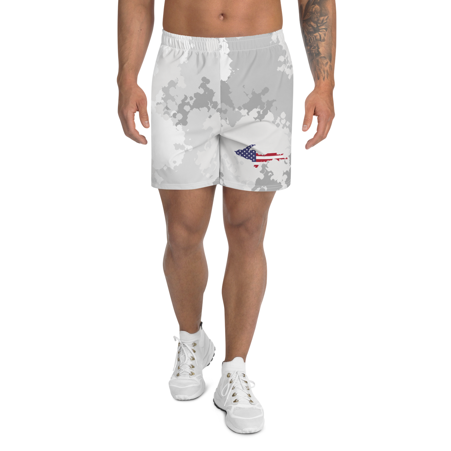 Michigan Upper Peninsula Athletic Shorts (w/ UP USA Flag) | Men's - Snow Camo