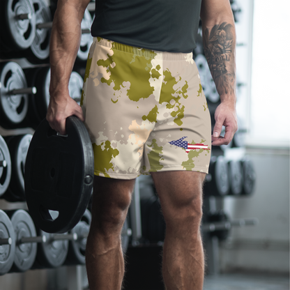 Michigan Upper Peninsula Athletic Shorts (w/ UP USA Flag) | Men's - Rosy Mound Camo