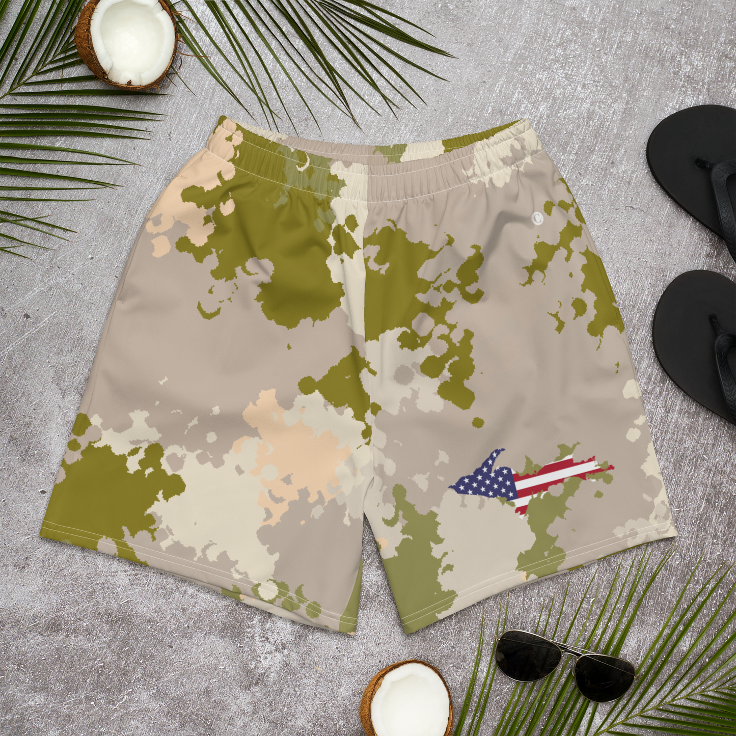 Michigan Upper Peninsula Athletic Shorts (w/ UP USA Flag) | Men's - Rosy Mound Camo