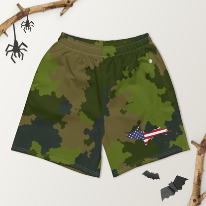 Michigan Upper Peninsula Athletic Shorts (w/ UP USA Flag) | Men's - Woodland Camo