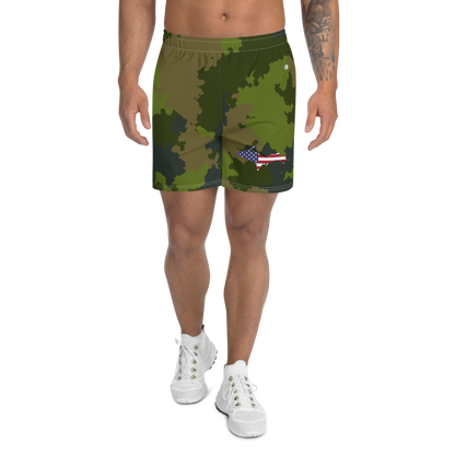 Michigan Upper Peninsula Athletic Shorts (w/ UP USA Flag) | Men's - Woodland Camo