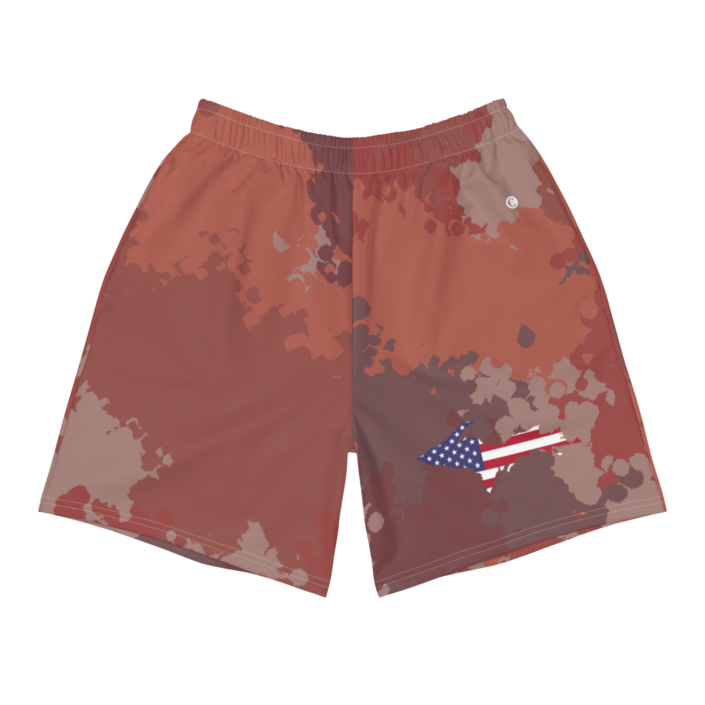 Michigan Upper Peninsula Athletic Shorts (w/ UP USA Flag) | Men's - Ore Dock Red