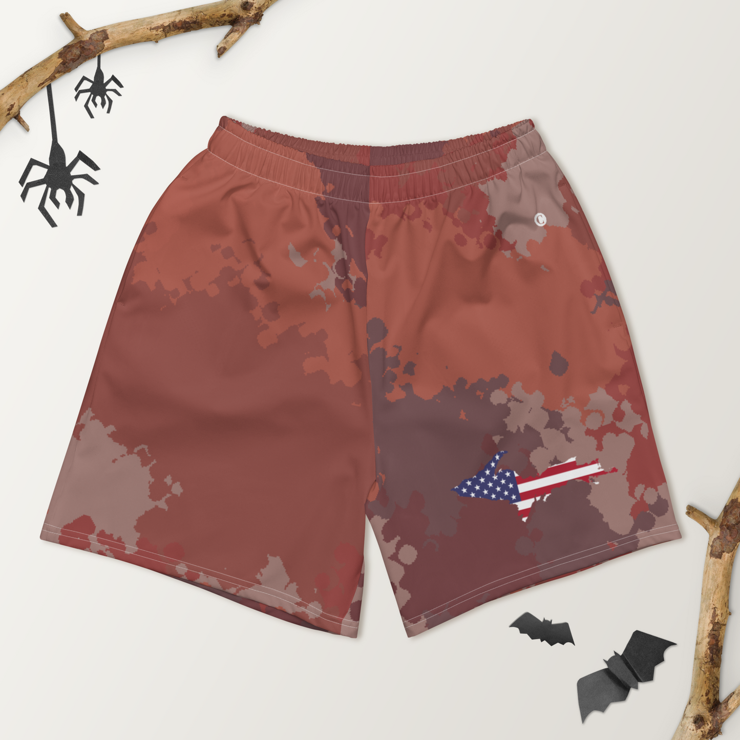 Michigan Upper Peninsula Athletic Shorts (w/ UP USA Flag) | Men's - Ore Dock Red