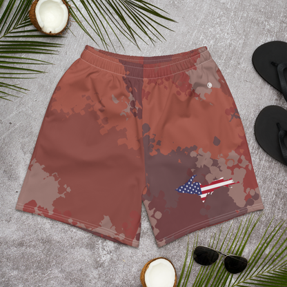 Michigan Upper Peninsula Athletic Shorts (w/ UP USA Flag) | Men's - Ore Dock Red