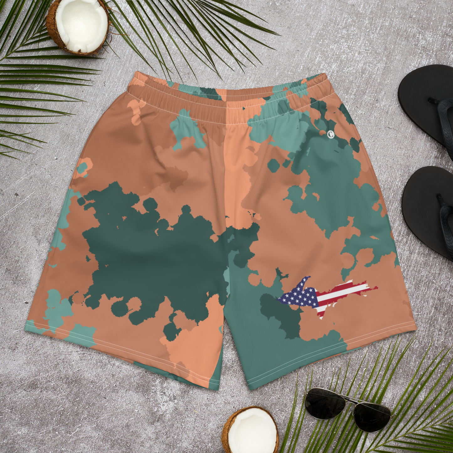 Michigan Upper Peninsula Athletic Shorts (w/ UP USA Flag) | Men's - Copper Country Camo