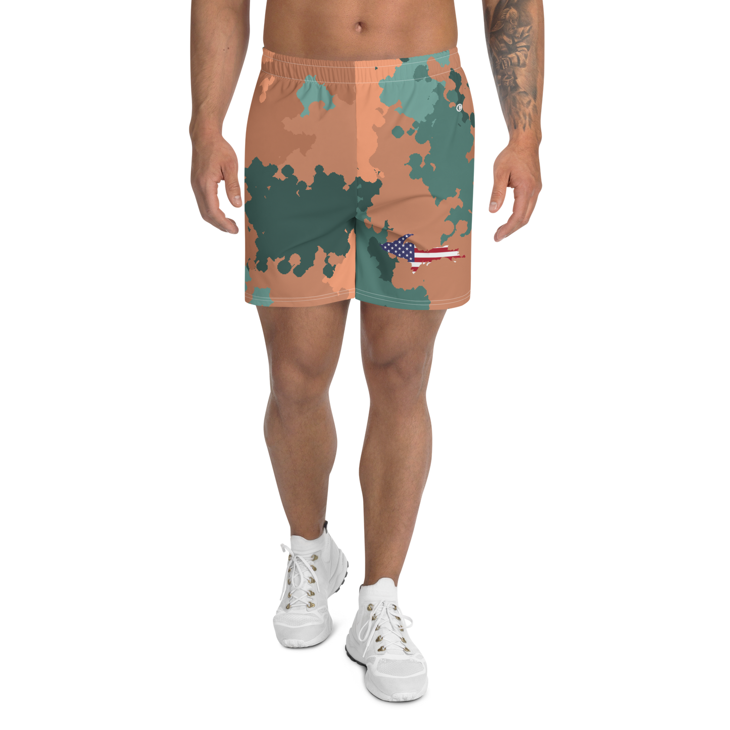 Michigan Upper Peninsula Athletic Shorts (w/ UP USA Flag) | Men's - Copper Country Camo