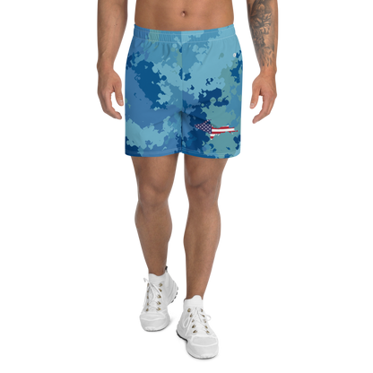 Michigan Upper Peninsula Athletic Shorts (w/ UP USA Flag) | Men's - Great Lakes Camo