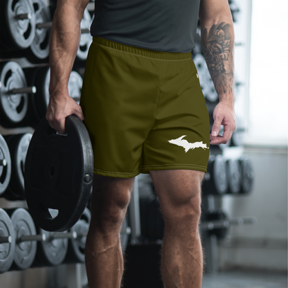 Michigan Upper Peninsula Athletic Shorts (w/ UP USA Flag) | Men's - Military Green