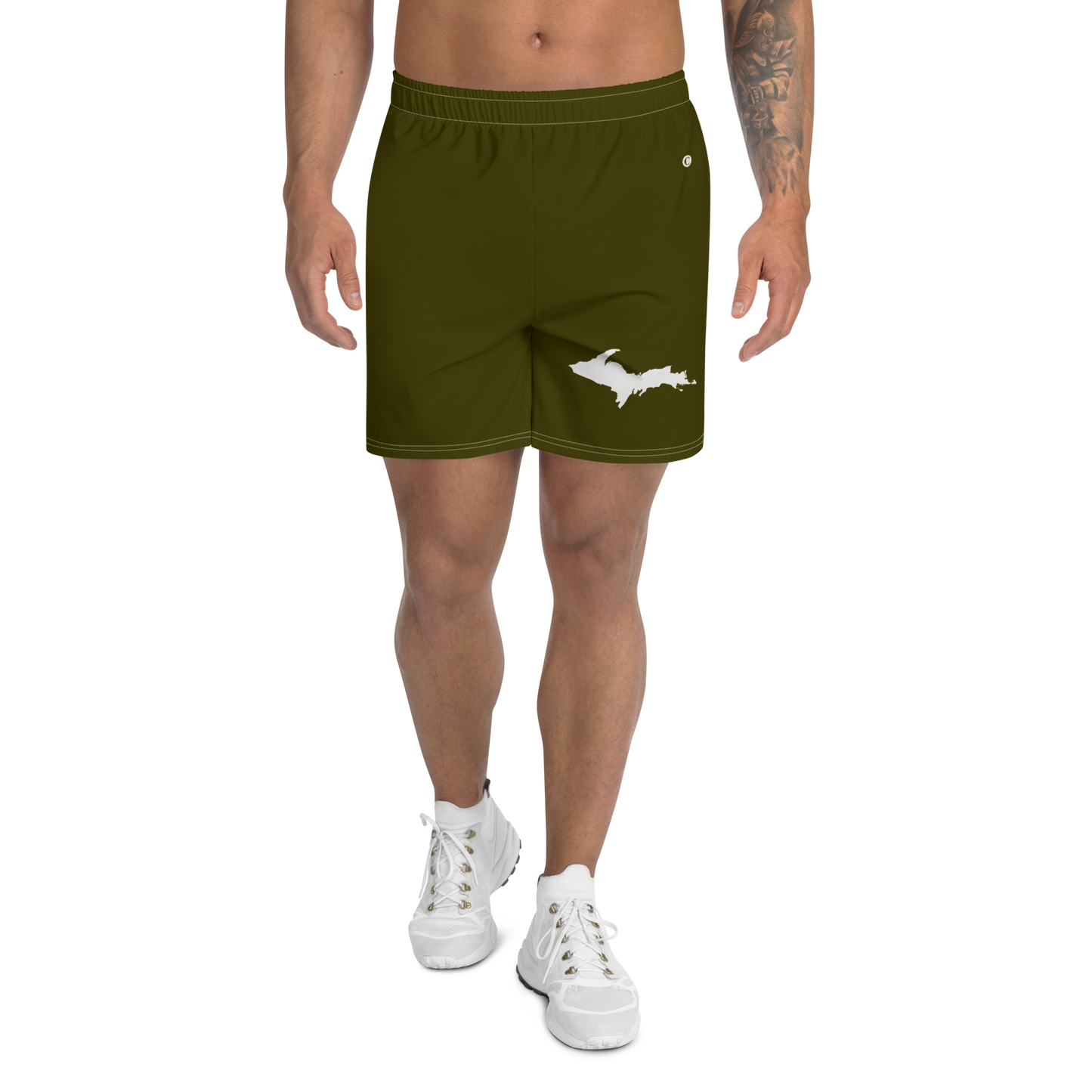 Michigan Upper Peninsula Athletic Shorts (w/ UP USA Flag) | Men's - Military Green