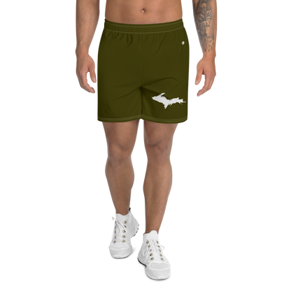 Michigan Upper Peninsula Athletic Shorts (w/ UP USA Flag) | Men's - Military Green