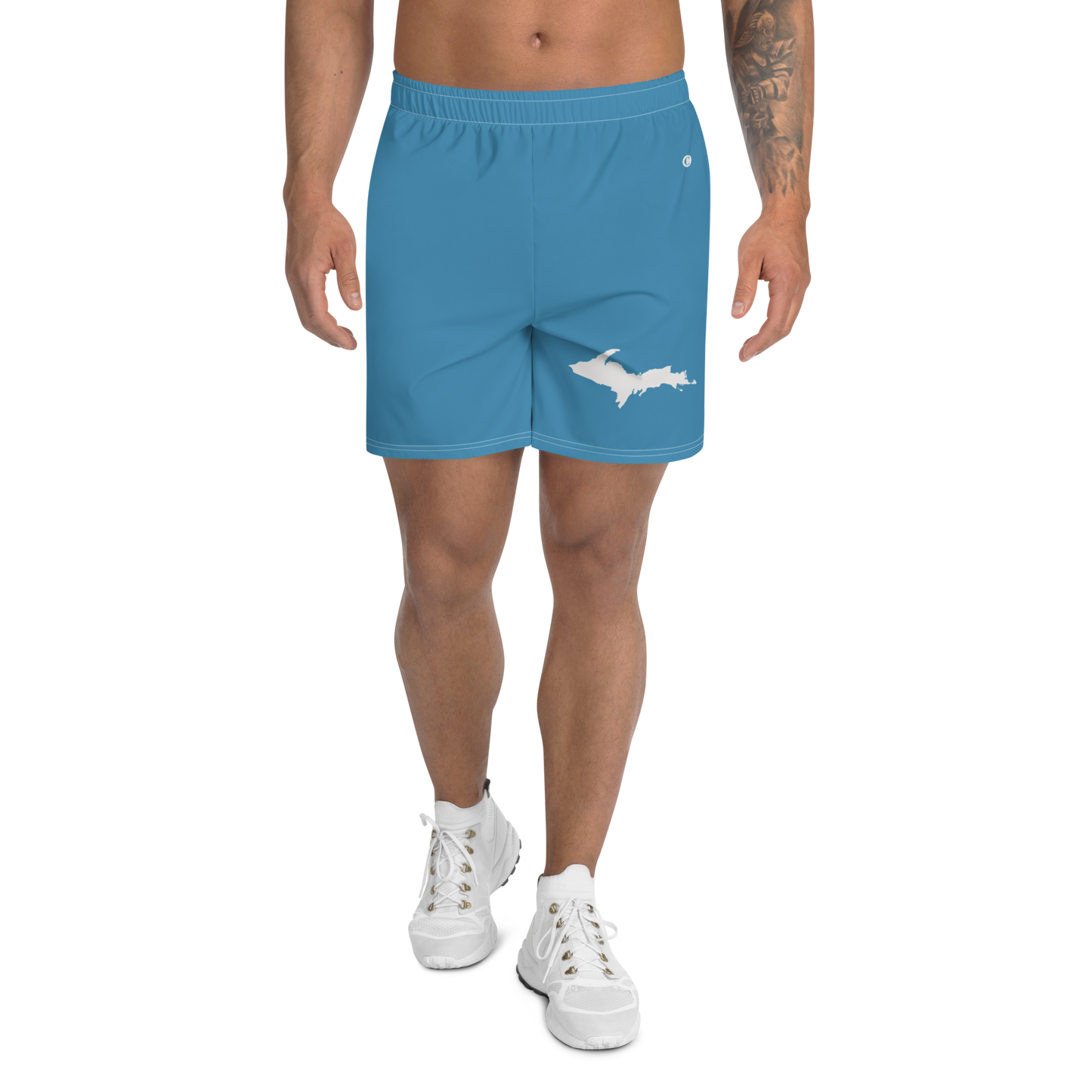 Michigan Upper Peninsula Athletic Shorts (w/ UP USA Flag) | Men's - Lake Michigan Blue