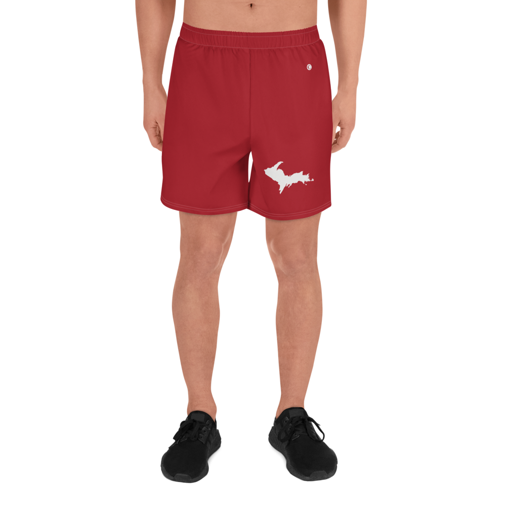 Michigan Upper Peninsula Athletic Shorts (w/ UP USA Flag) | Men's - Thimbleberry Red