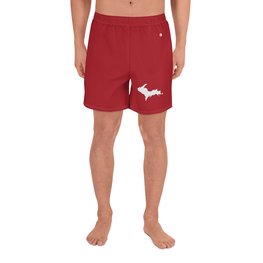 Michigan Upper Peninsula Athletic Shorts (w/ UP USA Flag) | Men's - Thimbleberry Red