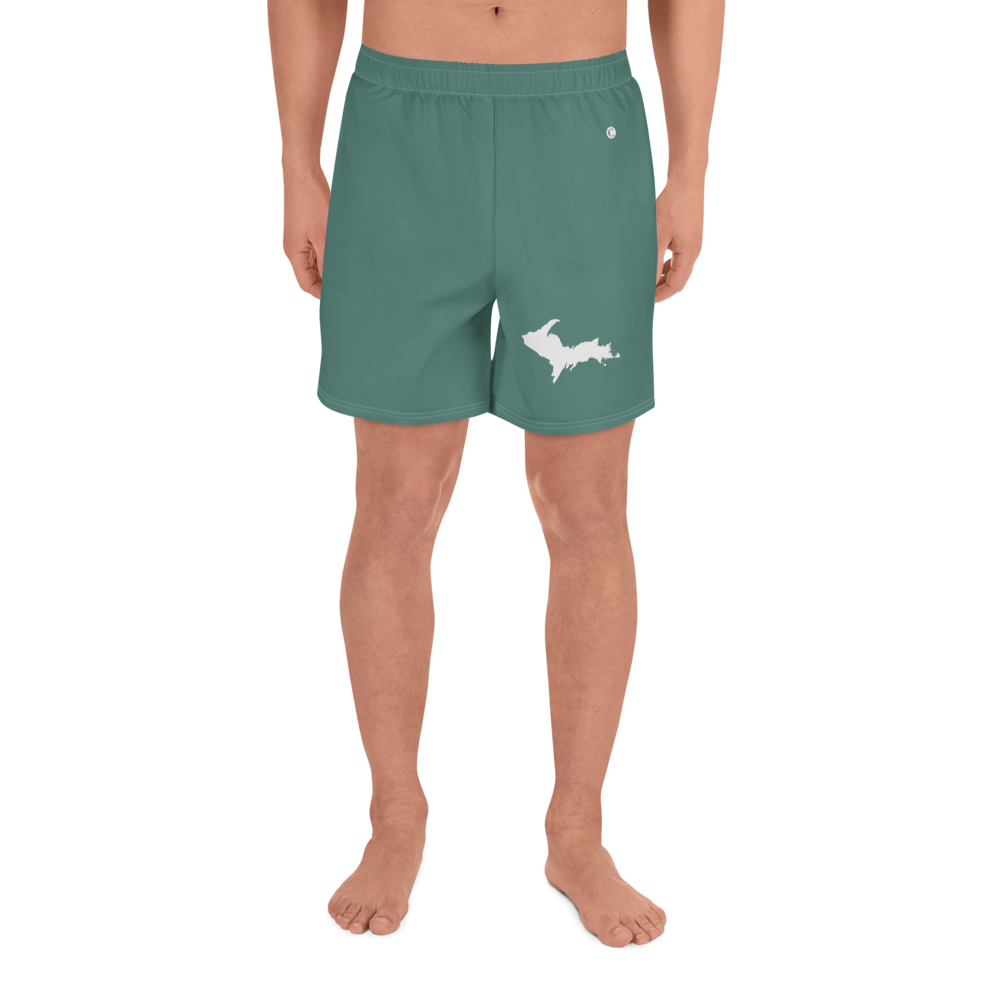 Michigan Upper Peninsula Athletic Shorts (w/ UP USA Flag) | Men's - Copper Green