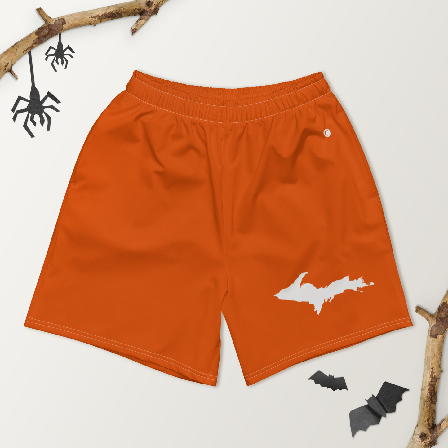 Michigan Upper Peninsula Athletic Shorts (w/ UP USA Flag) | Men's - Maple Leaf Orange