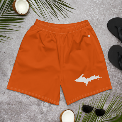 Michigan Upper Peninsula Athletic Shorts (w/ UP USA Flag) | Men's - Maple Leaf Orange