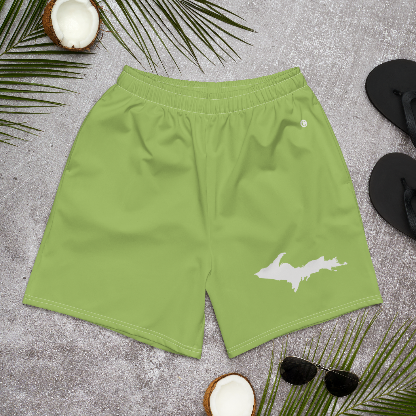 Michigan Upper Peninsula Athletic Shorts (w/ UP USA Flag) | Men's - Gooseberry Green