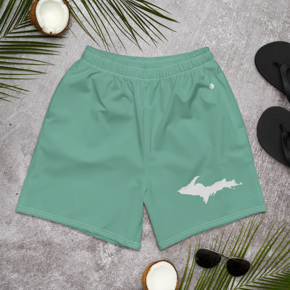 Michigan Upper Peninsula Athletic Shorts (w/ UP USA Flag) | Men's - Metallic Mint Green