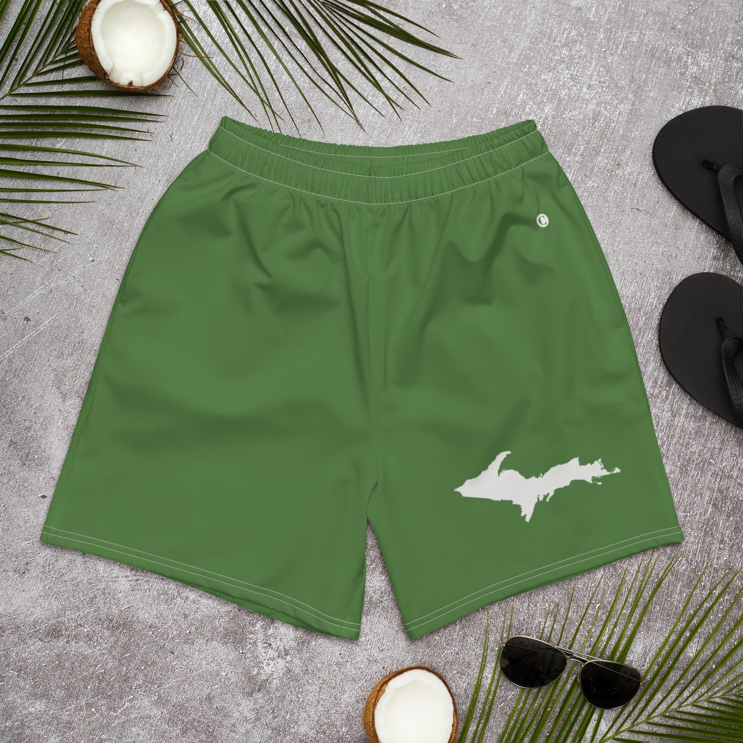 Michigan Upper Peninsula Athletic Shorts (w/ UP USA Flag) | Men's - Pine Green