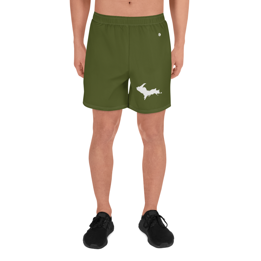 Michigan Upper Peninsula Athletic Shorts (w/ UP USA Flag) | Men's - Army Green