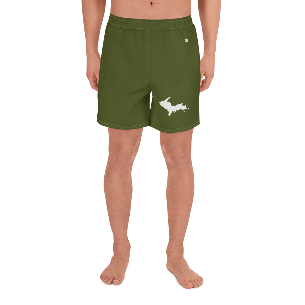 Michigan Upper Peninsula Athletic Shorts (w/ UP USA Flag) | Men's - Army Green