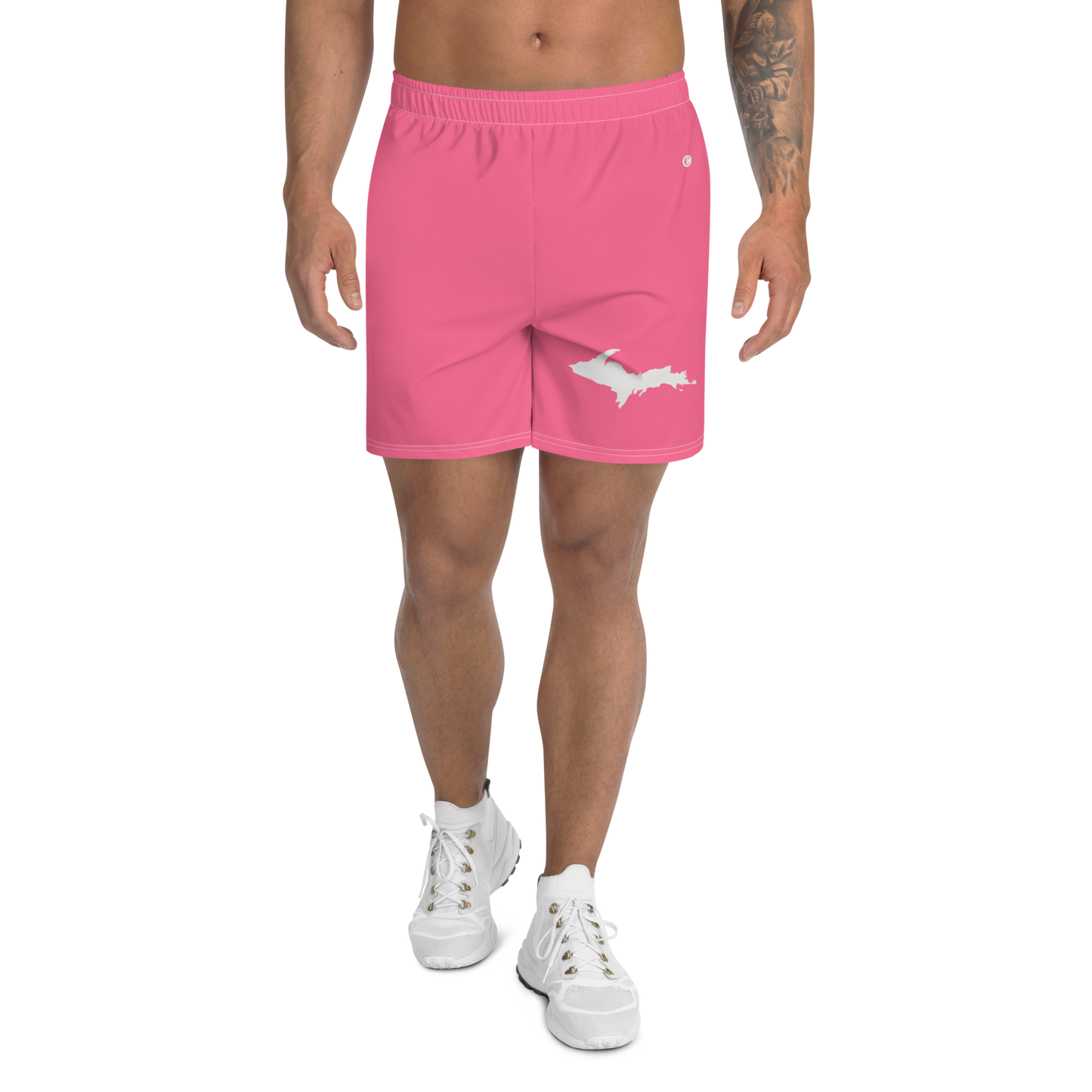 Michigan Upper Peninsula Athletic Shorts (w/ UP USA Flag) | Men's - Rhodochrosite Pink