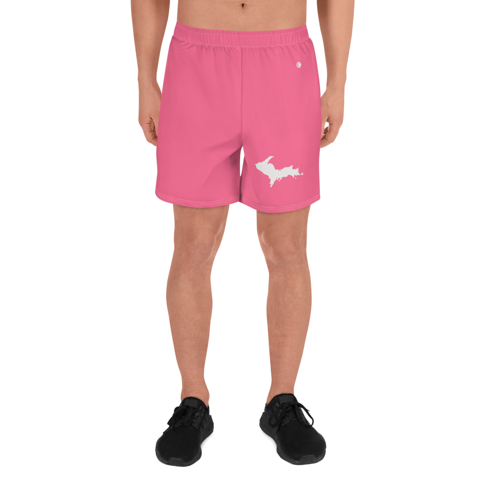 Michigan Upper Peninsula Athletic Shorts (w/ UP USA Flag) | Men's - Rhodochrosite Pink