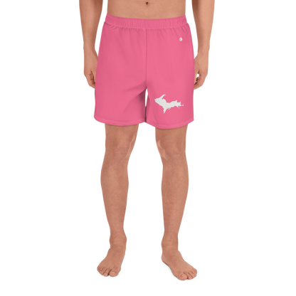Michigan Upper Peninsula Athletic Shorts (w/ UP USA Flag) | Men's - Rhodochrosite Pink