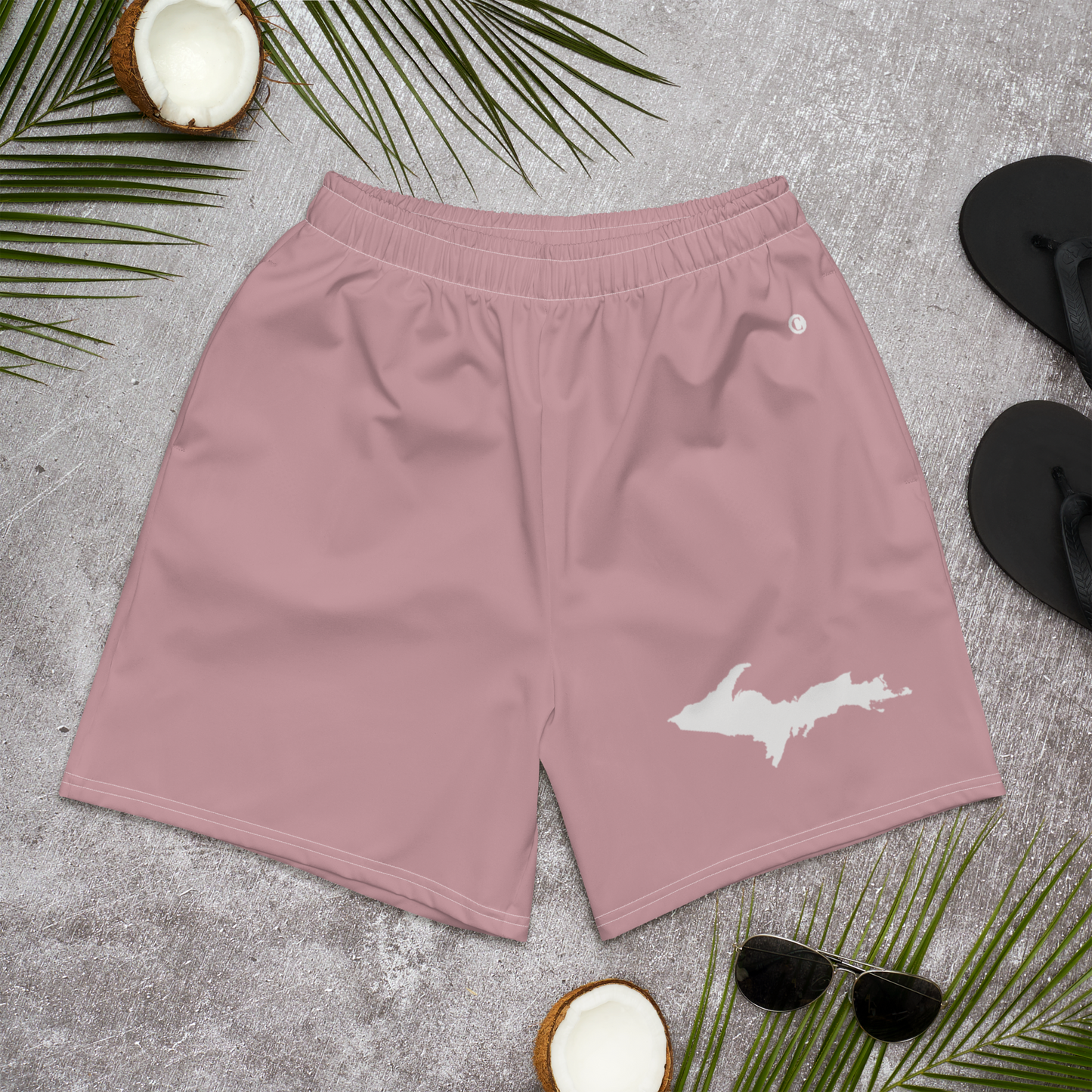 Michigan Upper Peninsula Athletic Shorts (w/ UP USA Flag) | Men's - Cherry Blossom Pink