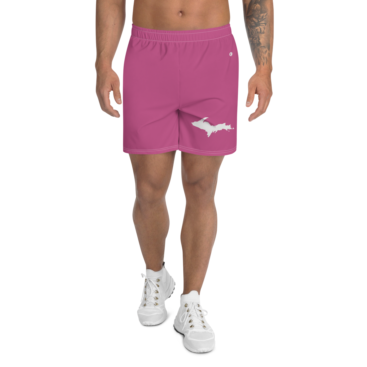 Michigan Upper Peninsula Athletic Shorts (w/ UP USA Flag) | Men's - Apple Blossom Pink