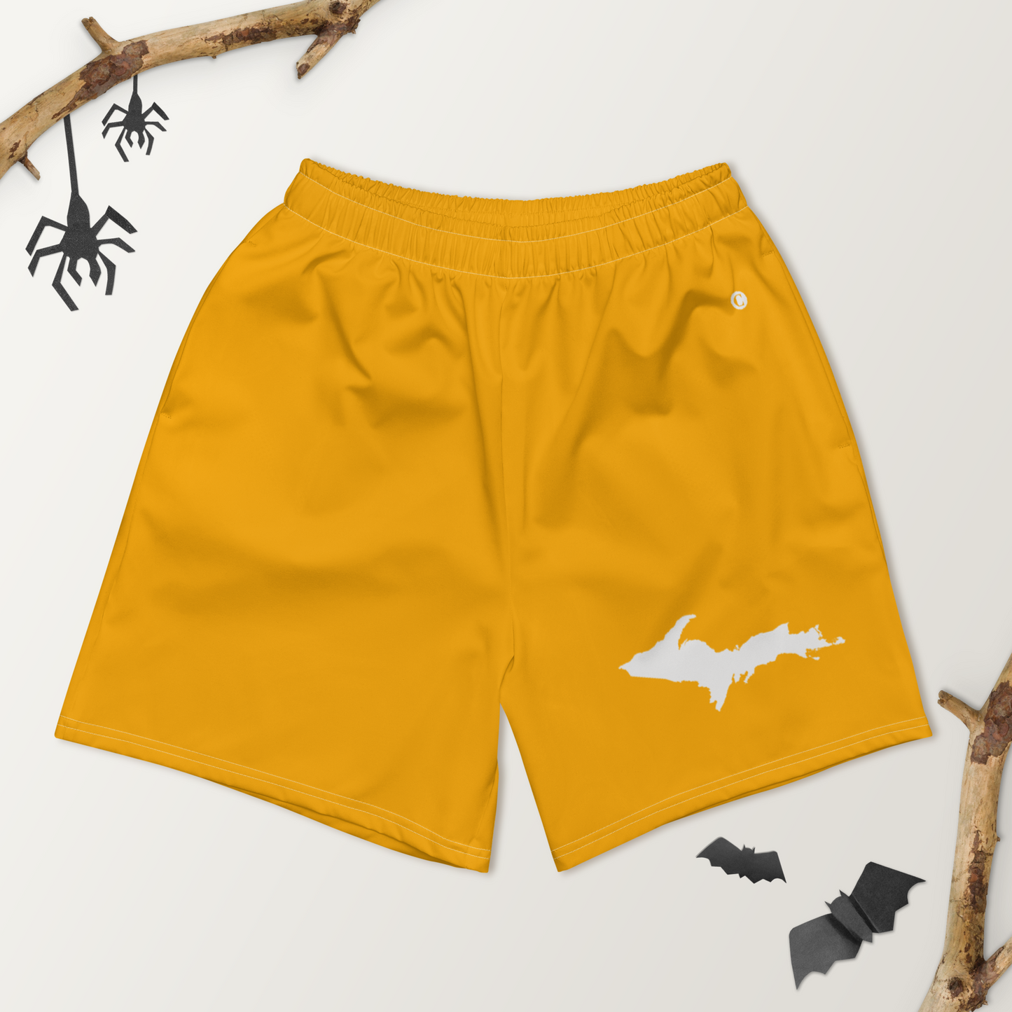 Michigan Upper Peninsula Athletic Shorts (w/ UP USA Flag) | Men's - Birch Leaf Orange