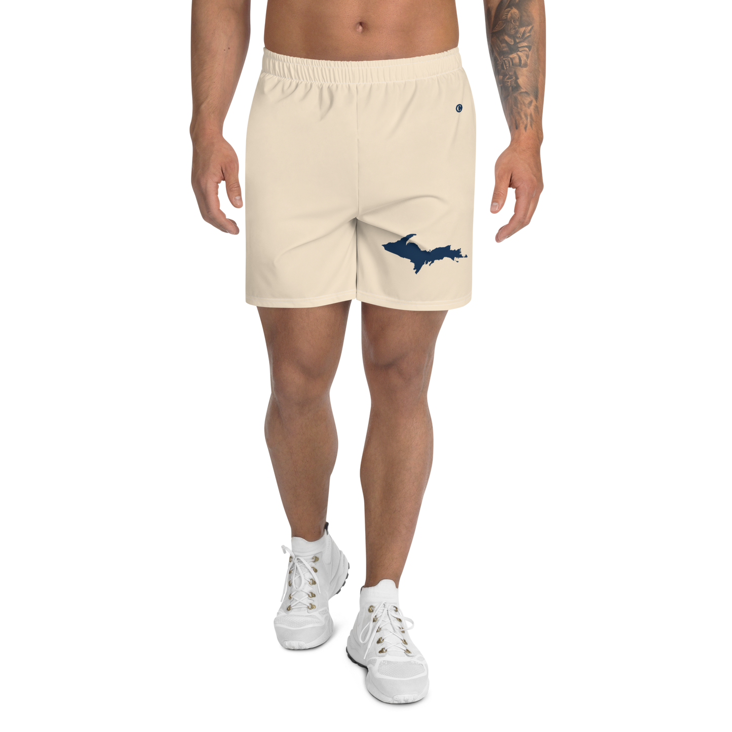 Michigan Upper Peninsula Athletic Shorts (w/ UP USA Flag) | Men's - Champagne White