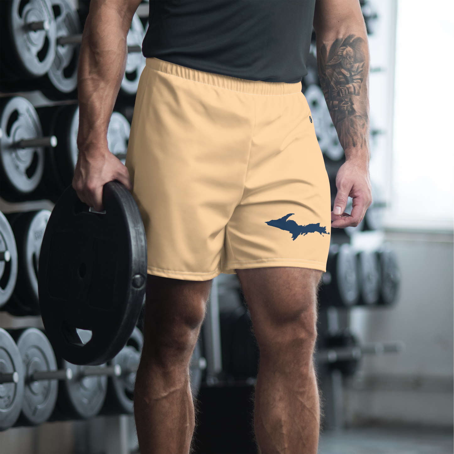 Michigan Upper Peninsula Athletic Shorts (w/ UP USA Flag) | Men's - Pale Apricot