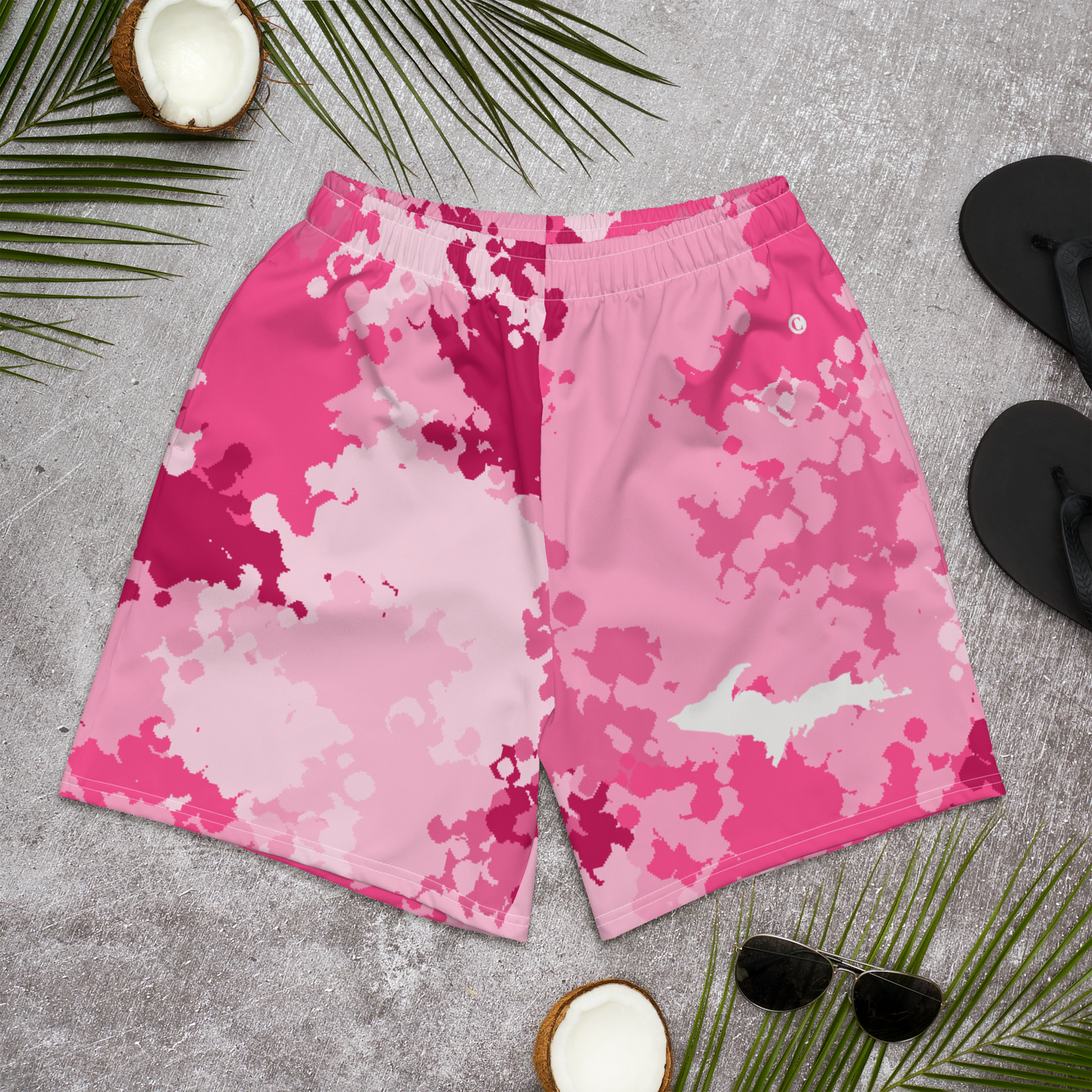 Michigan Upper Peninsula Athletic Shorts (w/ UP USA Flag) | Men's - Pink Camo