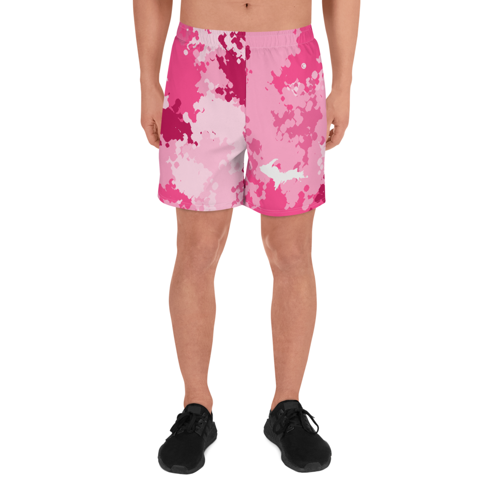 Michigan Upper Peninsula Athletic Shorts (w/ UP USA Flag) | Men's - Pink Camo