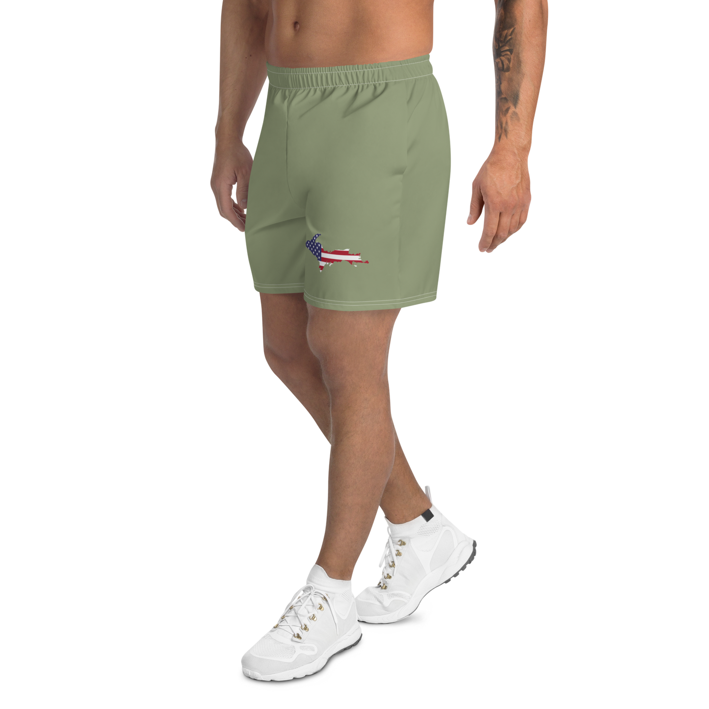 Michigan Upper Peninsula Athletic Shorts (w/ UP USA Outline) | Men's - Beachgrass Green