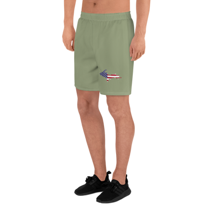 Michigan Upper Peninsula Athletic Shorts (w/ UP USA Outline) | Men's - Beachgrass Green