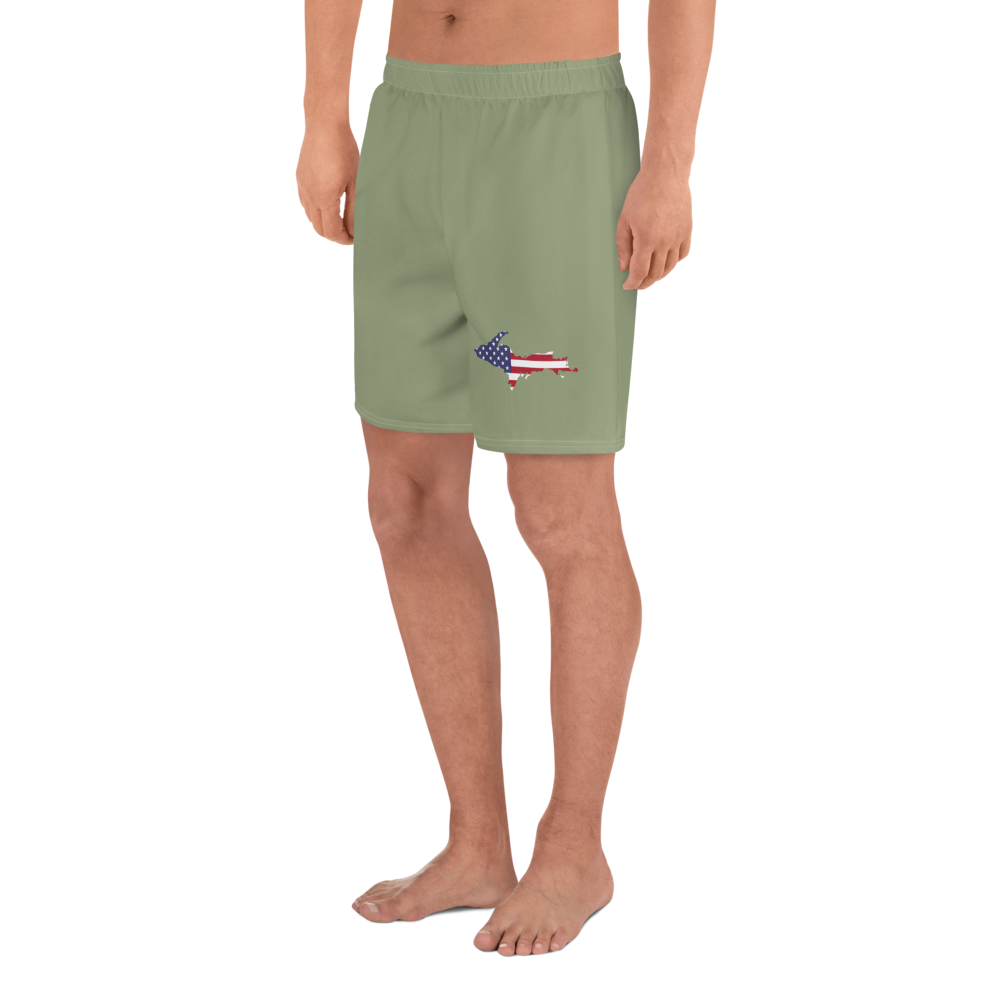 Michigan Upper Peninsula Athletic Shorts (w/ UP USA Outline) | Men's - Beachgrass Green