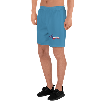 Michigan Upper Peninsula Athletic Shorts (w/ UP USA Flag) | Men's - Lake Michigan Blue