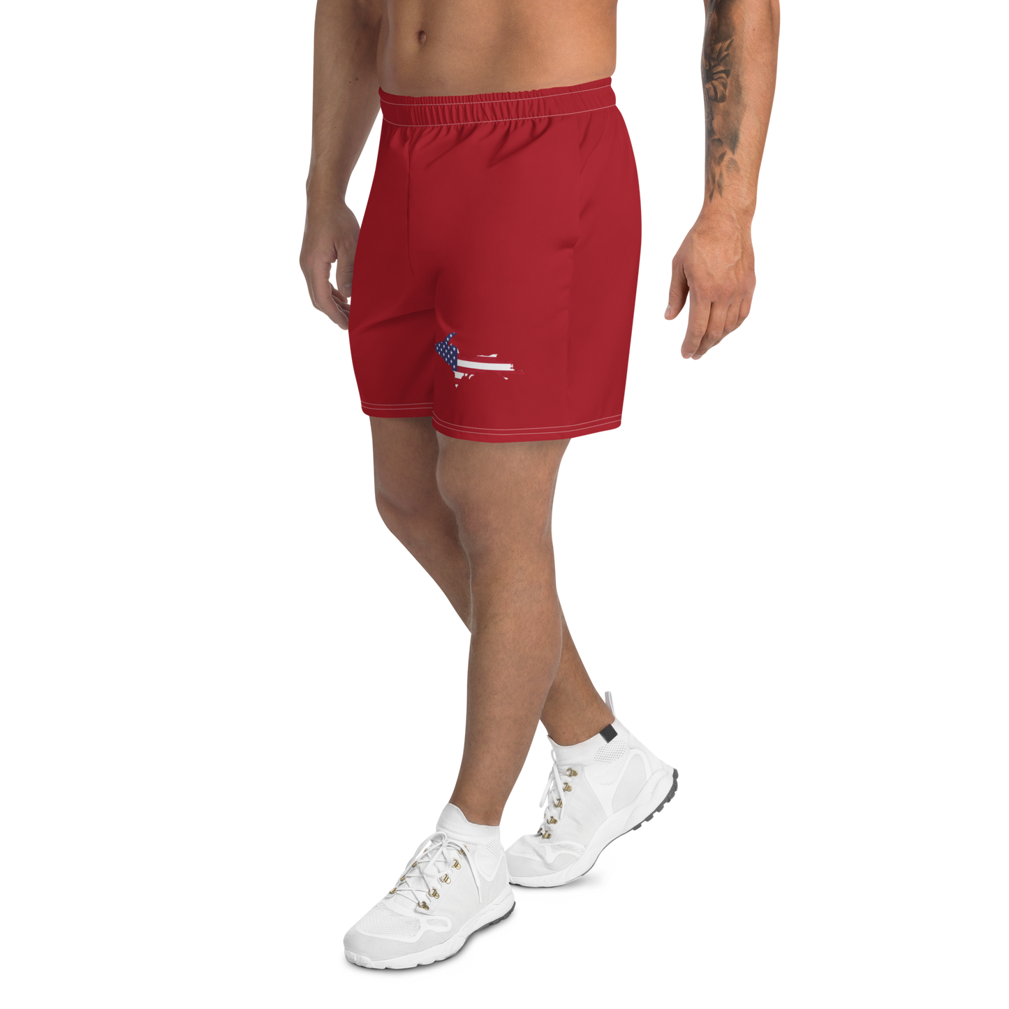 Michigan Upper Peninsula Athletic Shorts (w/ UP USA Flag) | Men's - Thimbleberry Red