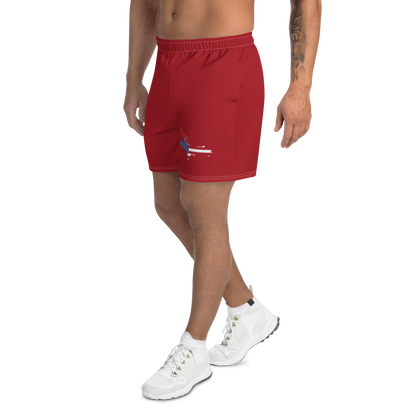 Michigan Upper Peninsula Athletic Shorts (w/ UP USA Flag) | Men's - Thimbleberry Red